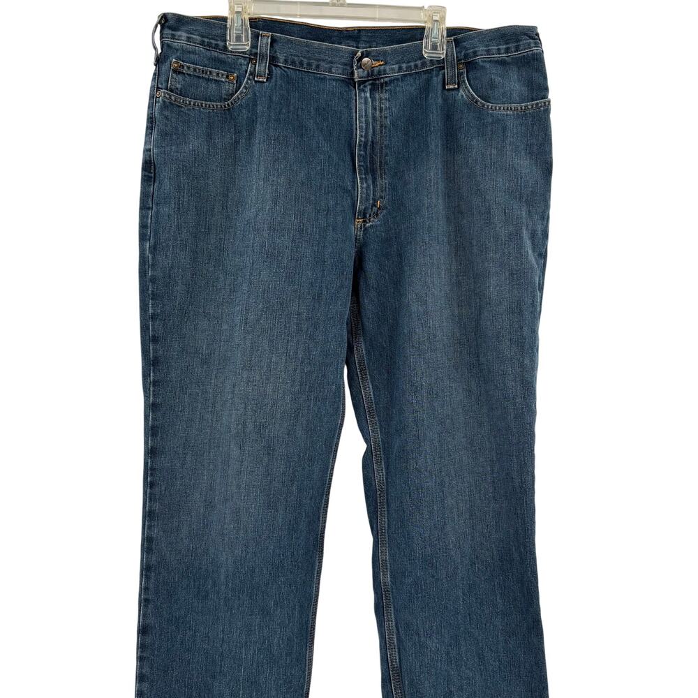 Carhartt Men's 42x32 Blue Medium Wash Cotton Blend Jeans - Picture 4 of 6